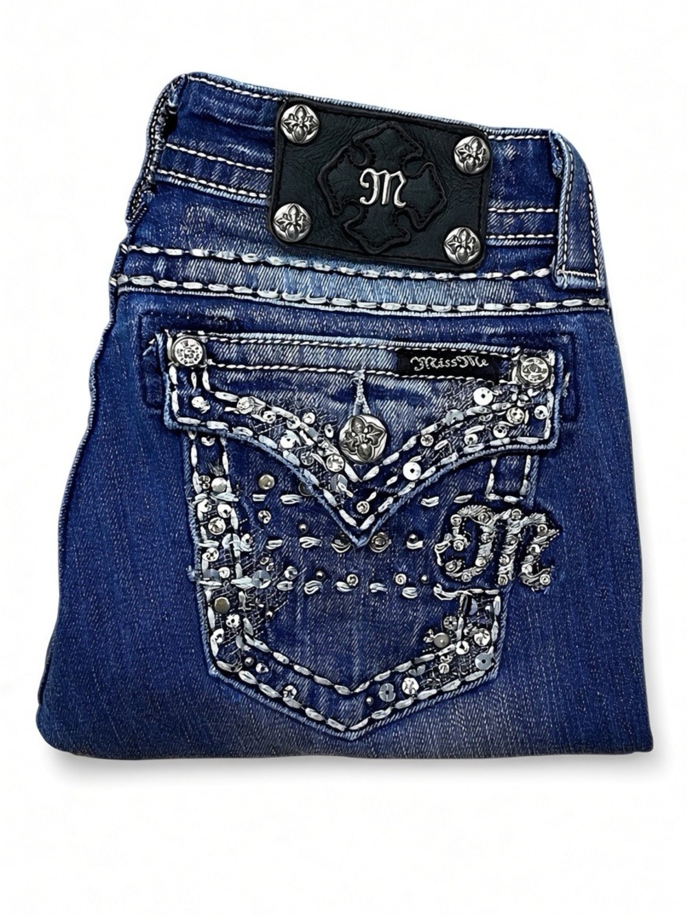 Miss Me Rhinestone Flap Pocket Skinny Jeans Women’s Size 25